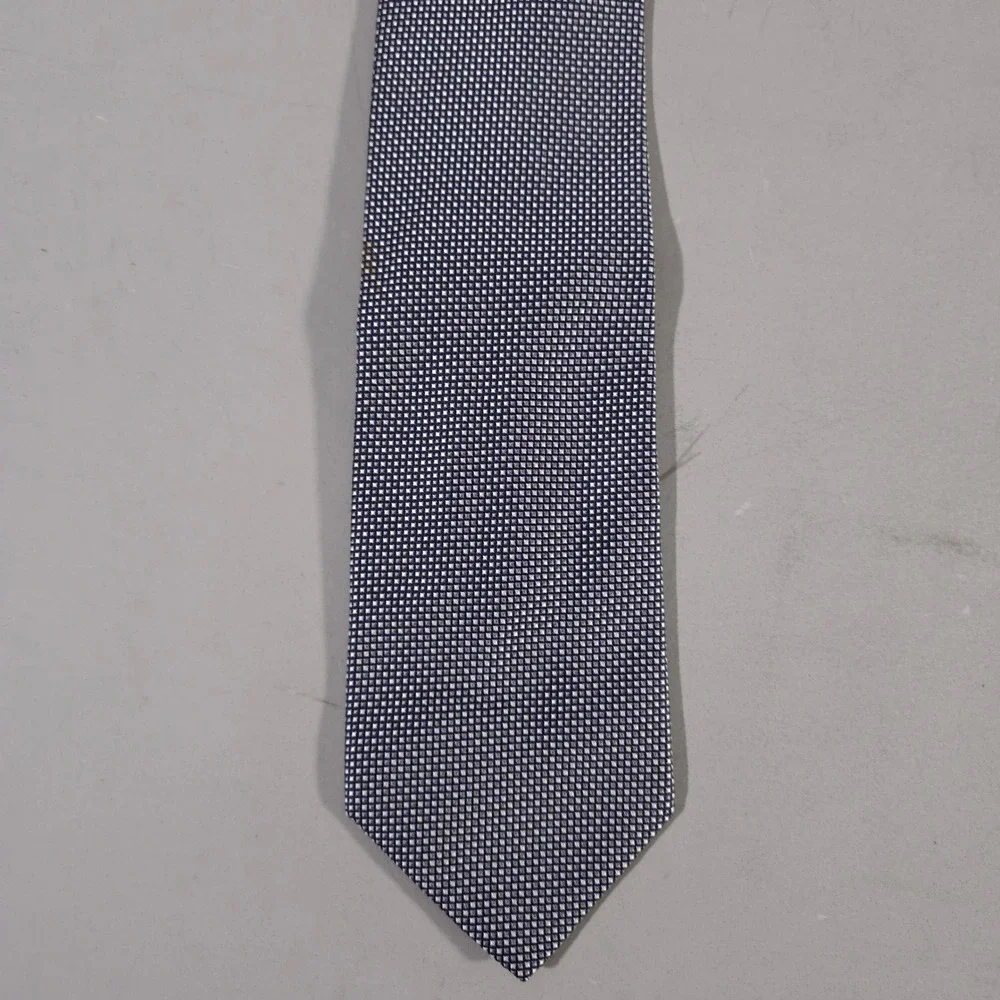 Brooks Brothers Silk Necktie Mens OS Blue White Micro Check Hand Made USA